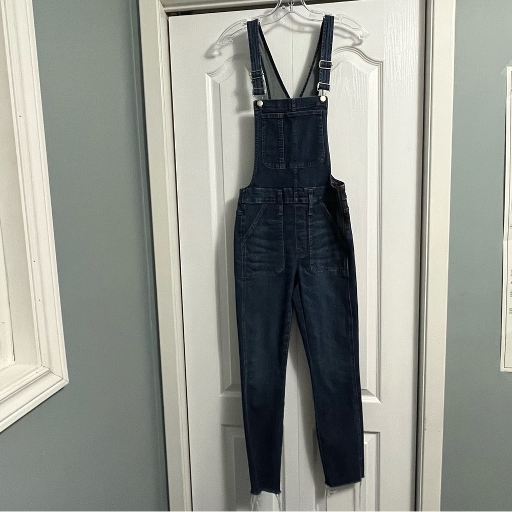 MADEWELL side zip denim overalls blue jeans women’s size small raw hem
